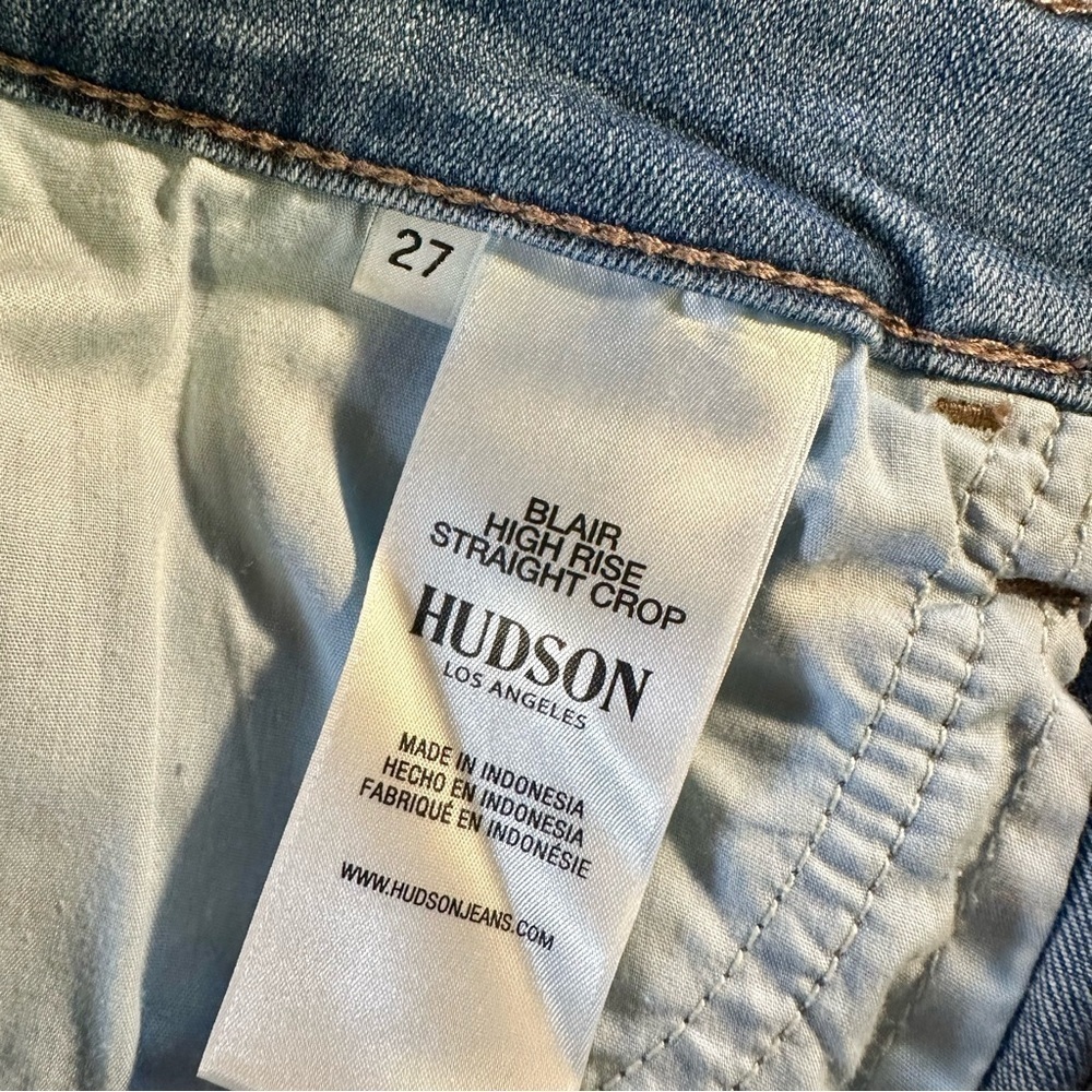 Hudson Jeans ‘Blair’ High Rise Straight Leg Cropped Jeans in Medium Blue Wash 27 - Picture 10 of 16